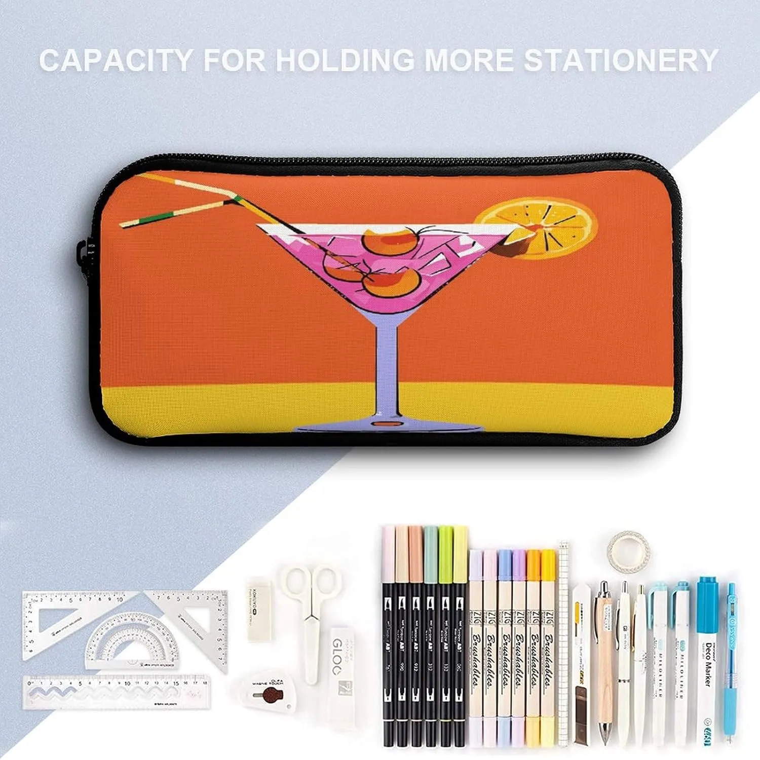 Portable Backpack Set with Lunch Bag & Pencil Case, Cabana Cocktail Color Print 3-in-1 Durable Work Bag,Adjustable Straps,Lightweight & Spacious