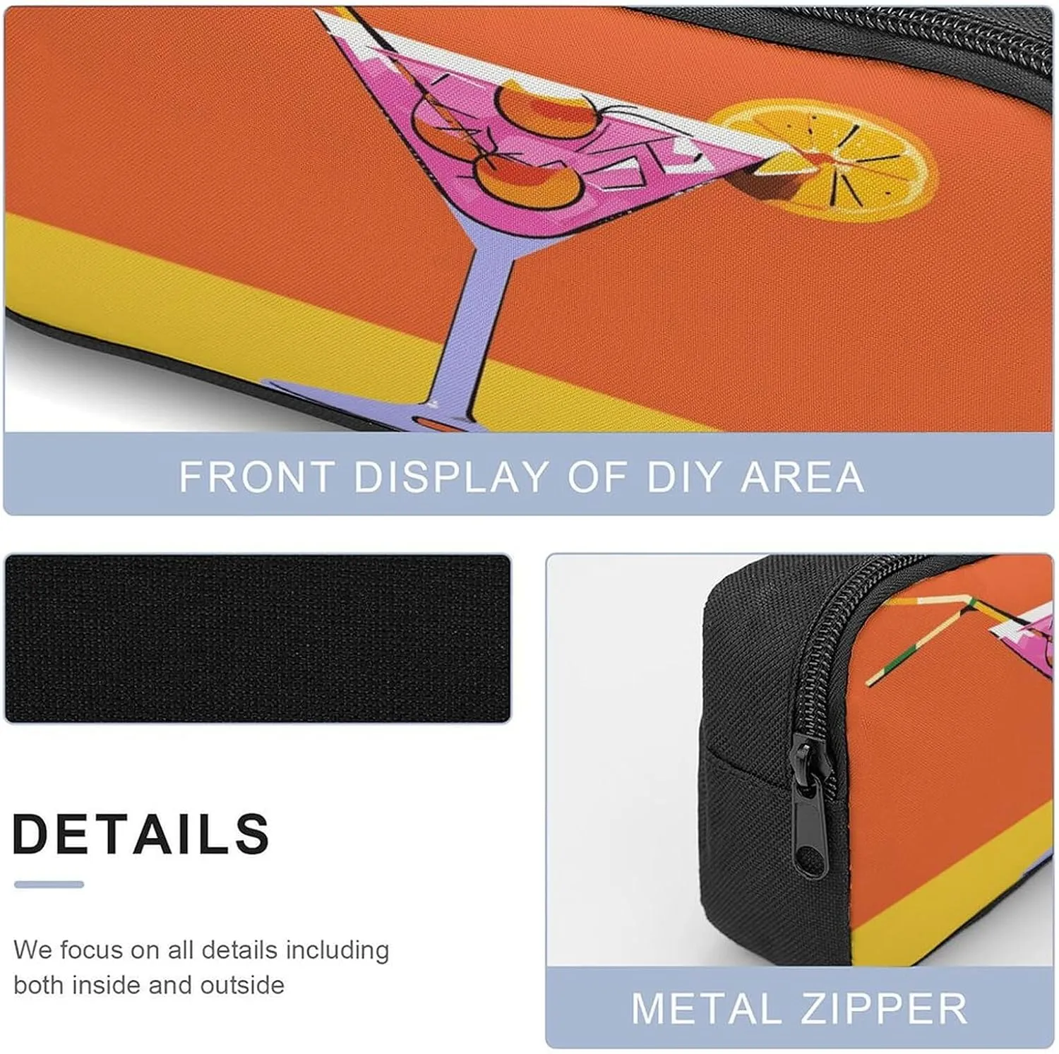 Portable Backpack Set with Lunch Bag & Pencil Case, Cabana Cocktail Color Print 3-in-1 Durable Work Bag,Adjustable Straps,Lightweight & Spacious