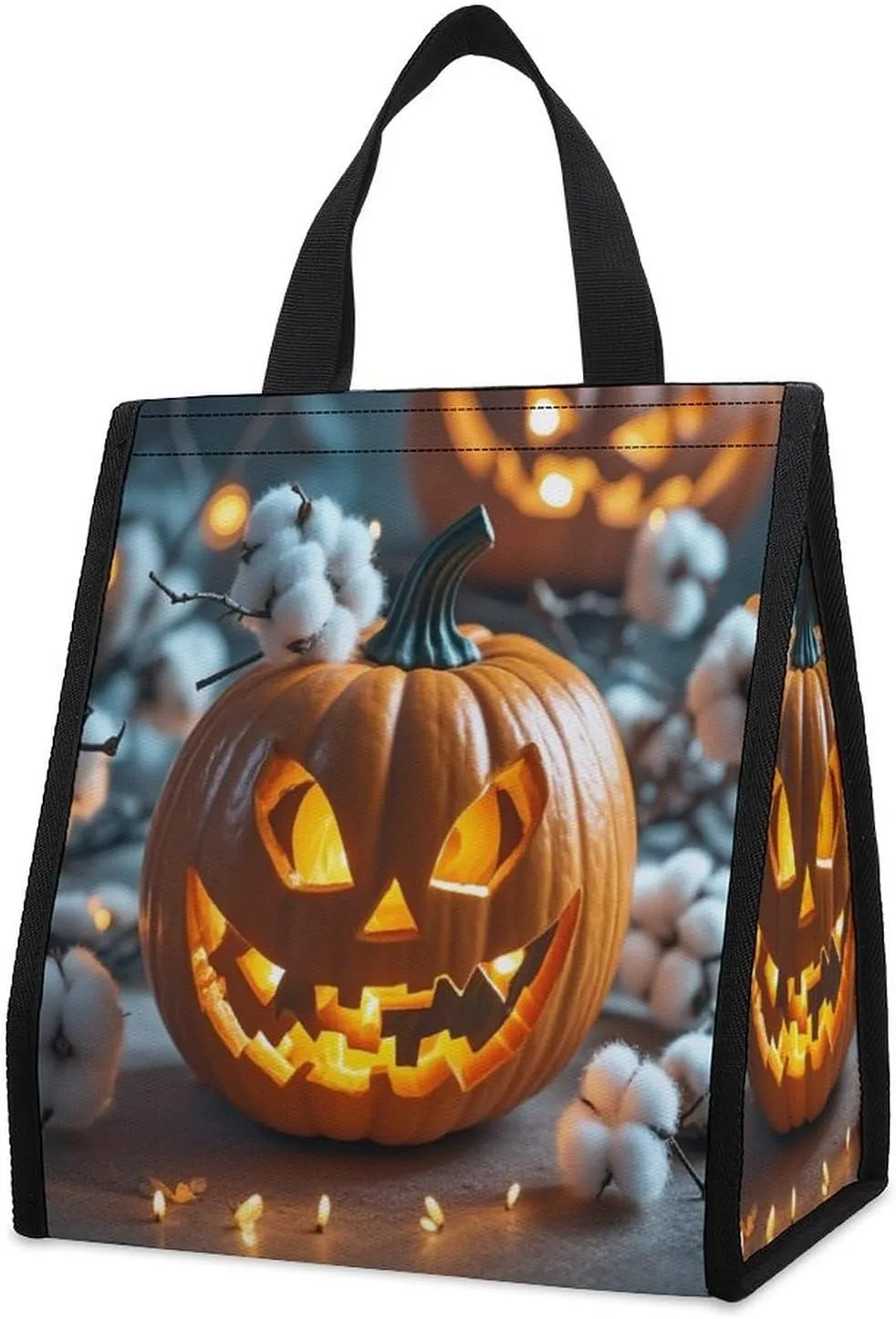 Pumpkin Lantern Lunch Bag Insulated Backpack Collapsible And Reusable Cooler Bags for Men Women