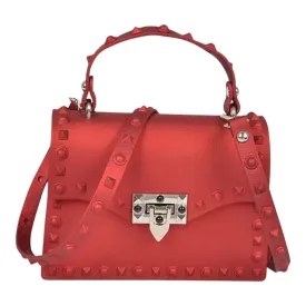 Red Monotone Studded Clutch