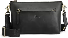 S-ZONE Crossbody Bags for Women Trendy Genuine Leather Small Shoulder Bag Purses with Wide Strap