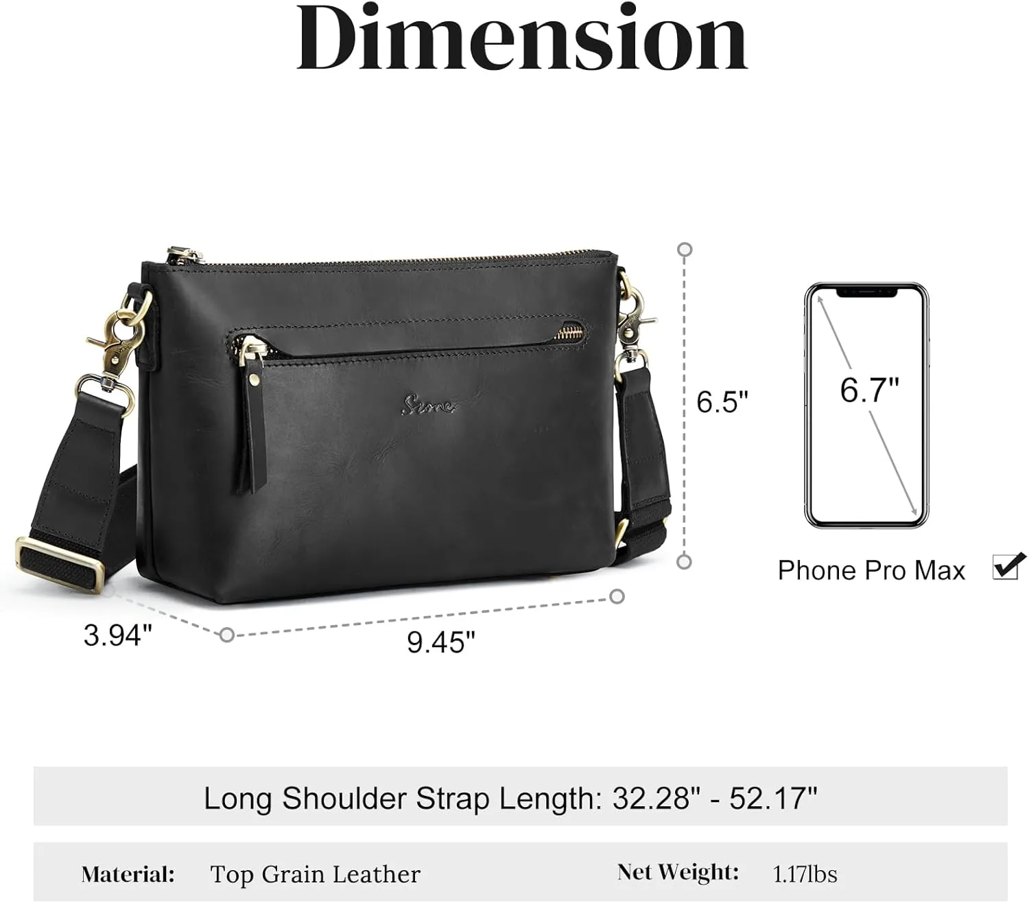 S-ZONE Crossbody Bags for Women Trendy Genuine Leather Small Shoulder Bag Purses with Wide Strap