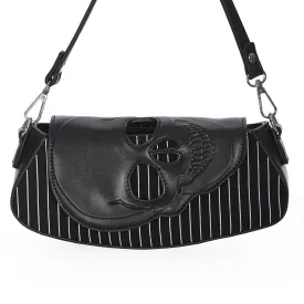 Skull Pinstripe Shoulder Bag