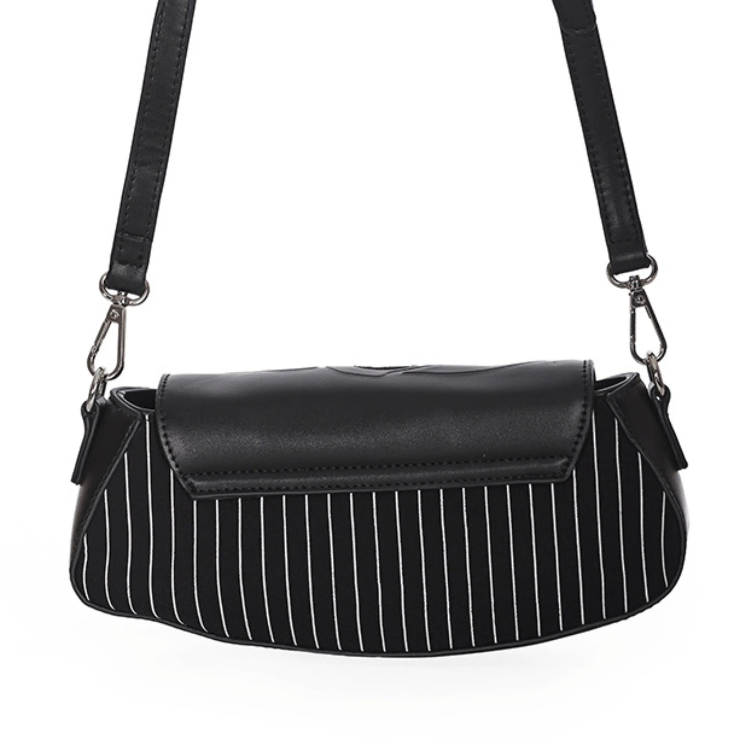 Skull Pinstripe Shoulder Bag