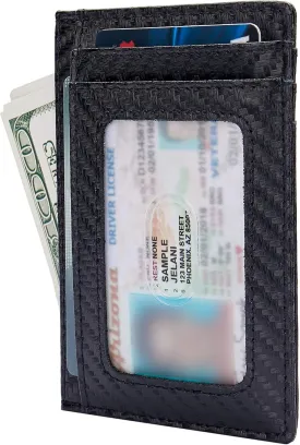 Slim RFID Blocking Credit Card Holder Minimalist Leather Front Pocket Small Wallet for Women Men
