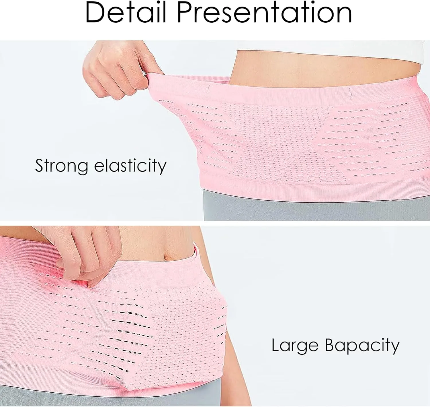 Slim Running Belt, Hidden Running Belt Fanny Pack for Men Women, Travel Running Waist Belt for Money and Passport (Pink, Small)