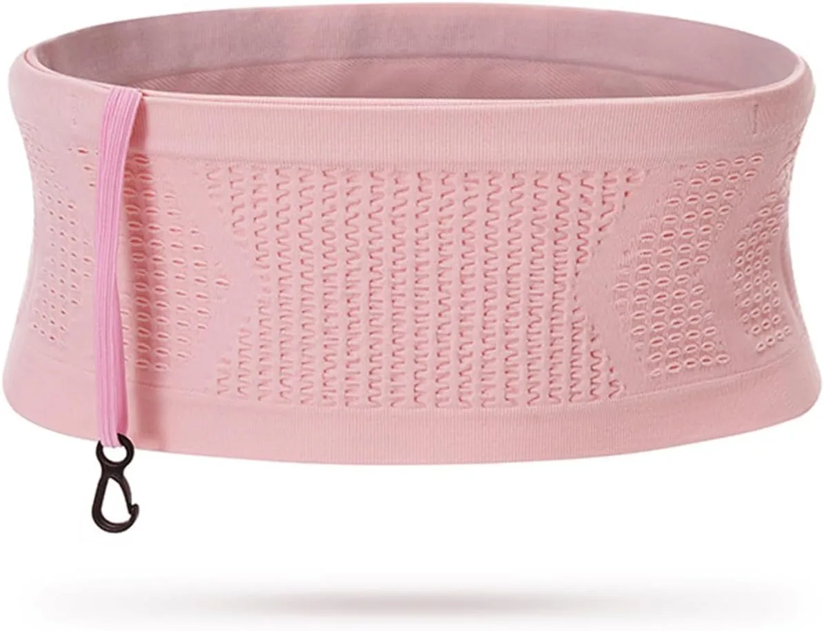 Slim Running Belt, Hidden Running Belt Fanny Pack for Men Women, Travel Running Waist Belt for Money and Passport (Pink, Small)