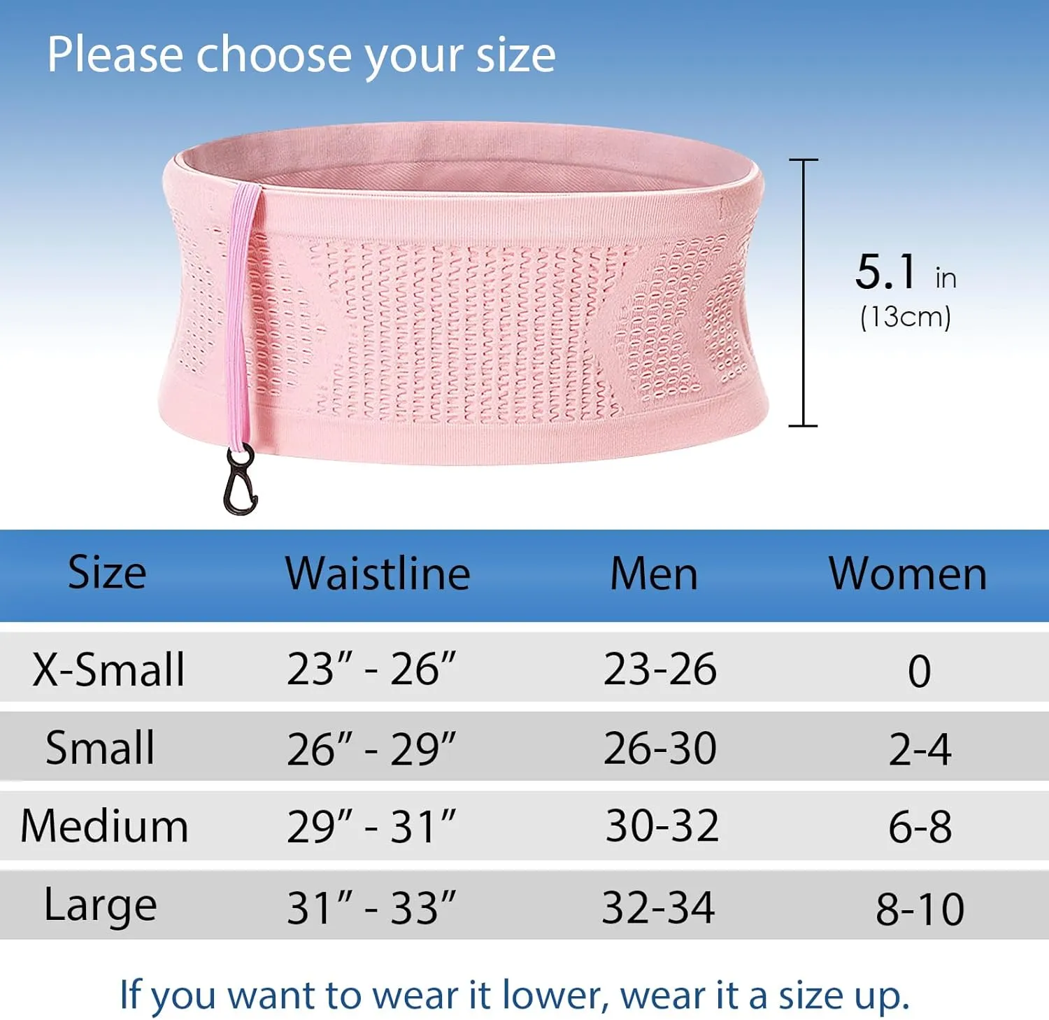 Slim Running Belt, Hidden Running Belt Fanny Pack for Men Women, Travel Running Waist Belt for Money and Passport (Pink, Small)