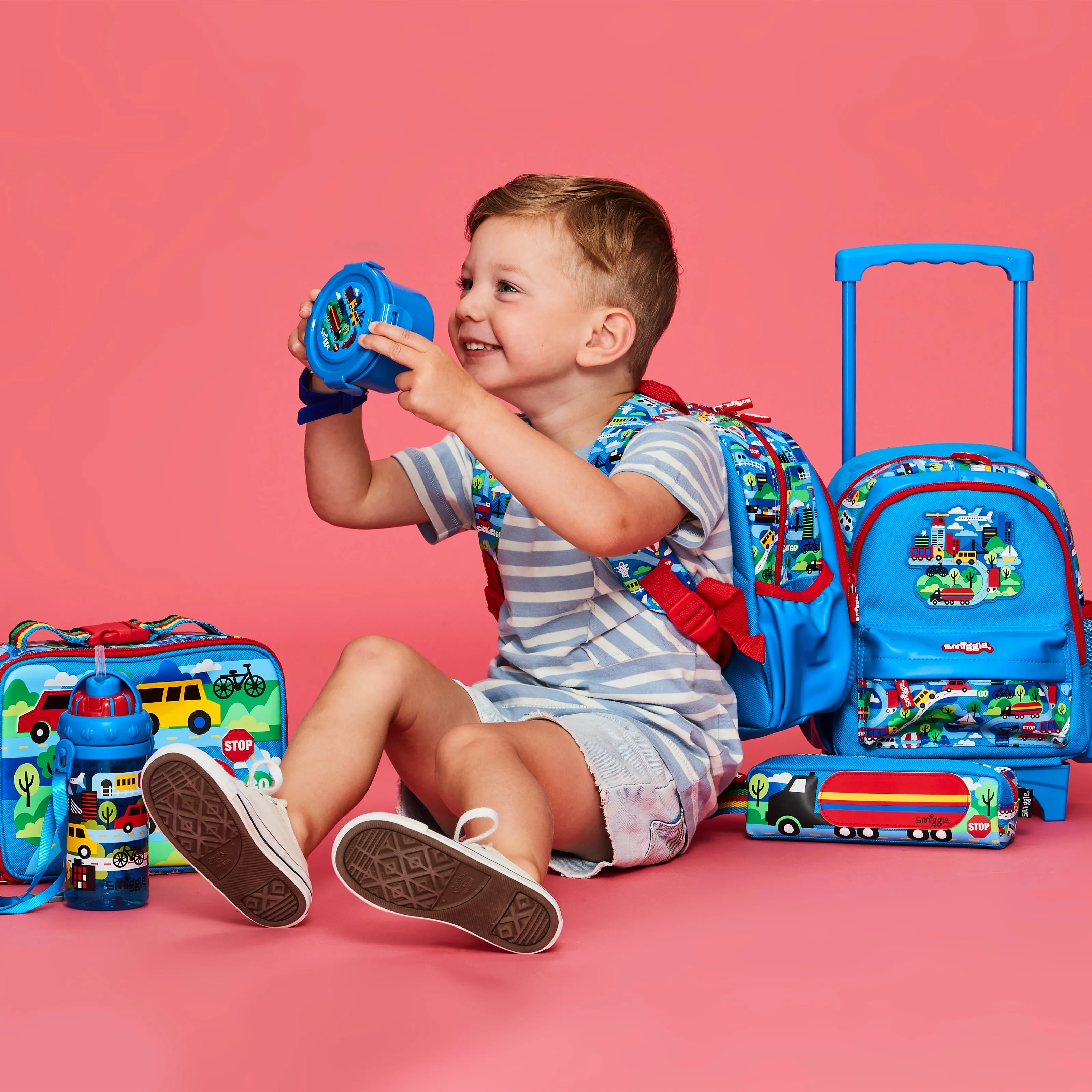 Smiggle Round About Snack Container, Round, Blue, 3Y 