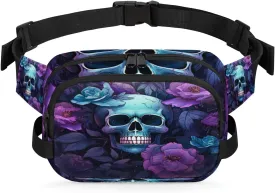 Sugar Skull Fanny Pack for Women Men,Waist Pack with Adjustable Strap,Skull Floral Fashion Crossbody Packs Belt Bag for Running Workout Sports Travel