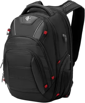 Swissdigital Design Men's Laptop Backpack for College and Business Travel with Integrated USB Charging Port and RFID Protection Fits Laptops up to 15.6 in, Black | J14-BR