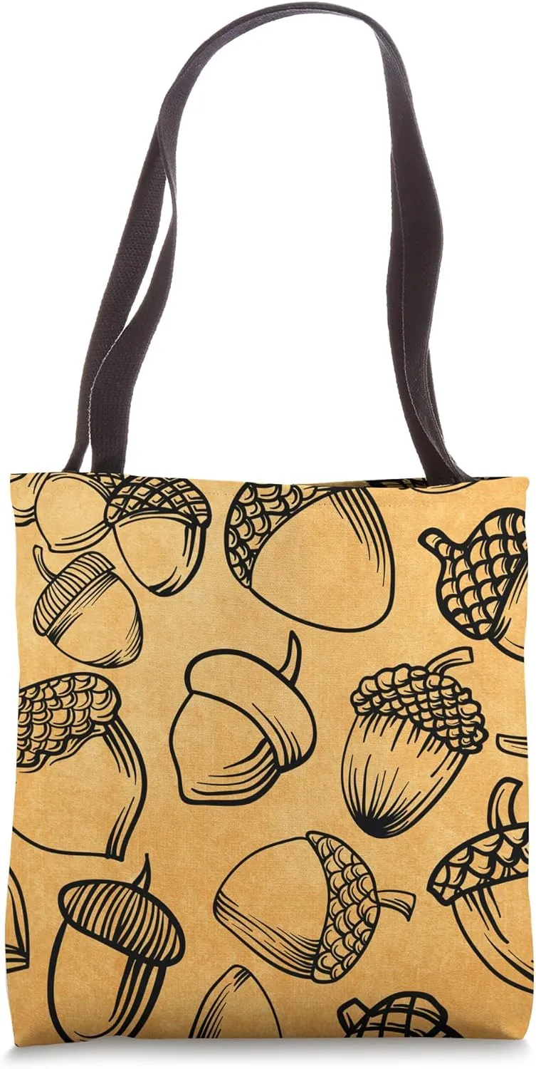 Thanksgiving And Fall Season Pattern Autumn Acorn Tote Bag