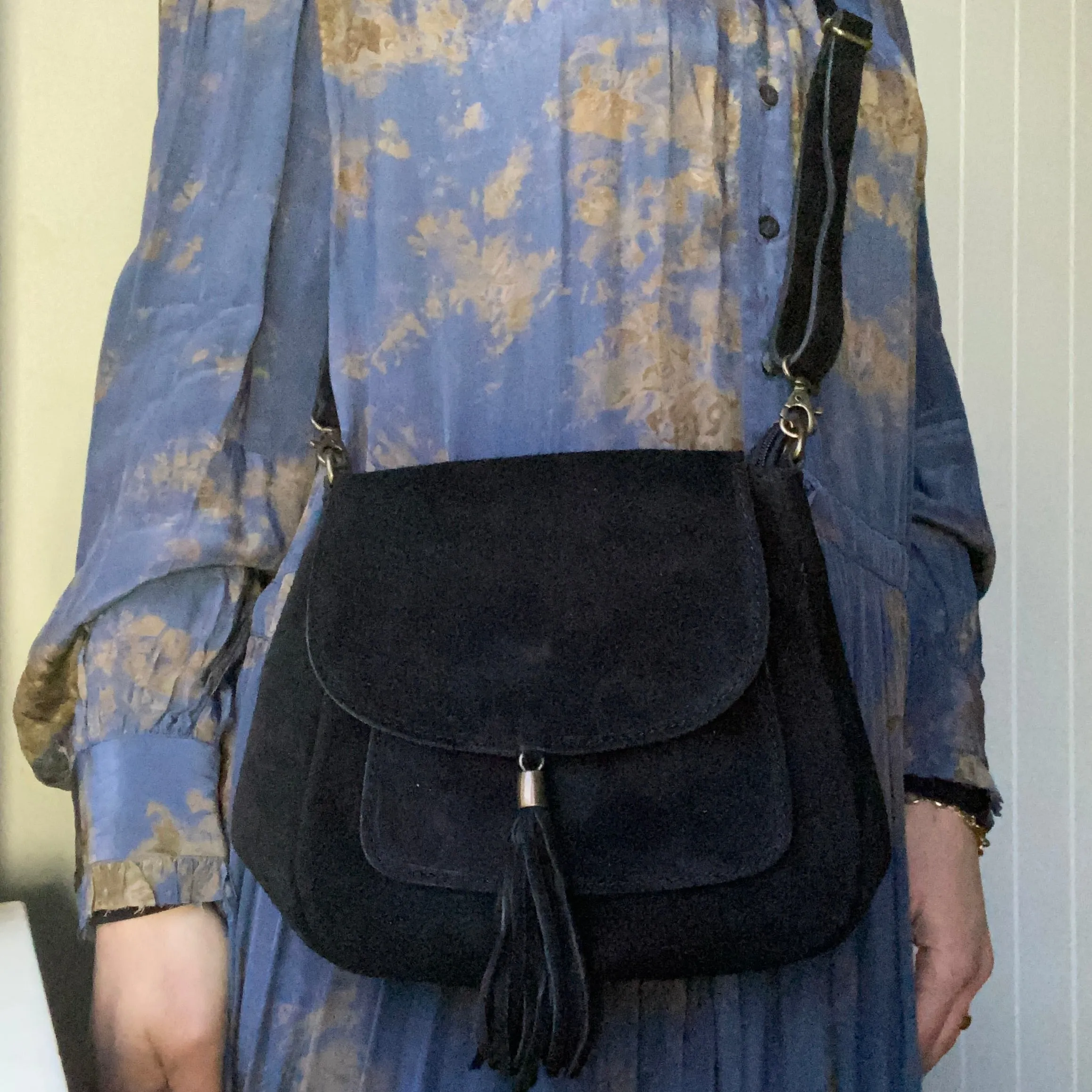 The Suede Cross Body Saddle Bag