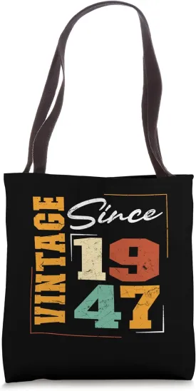 Vintage Since 1947 Birthday Varsity Born In 1947 Birthday Tote Bag