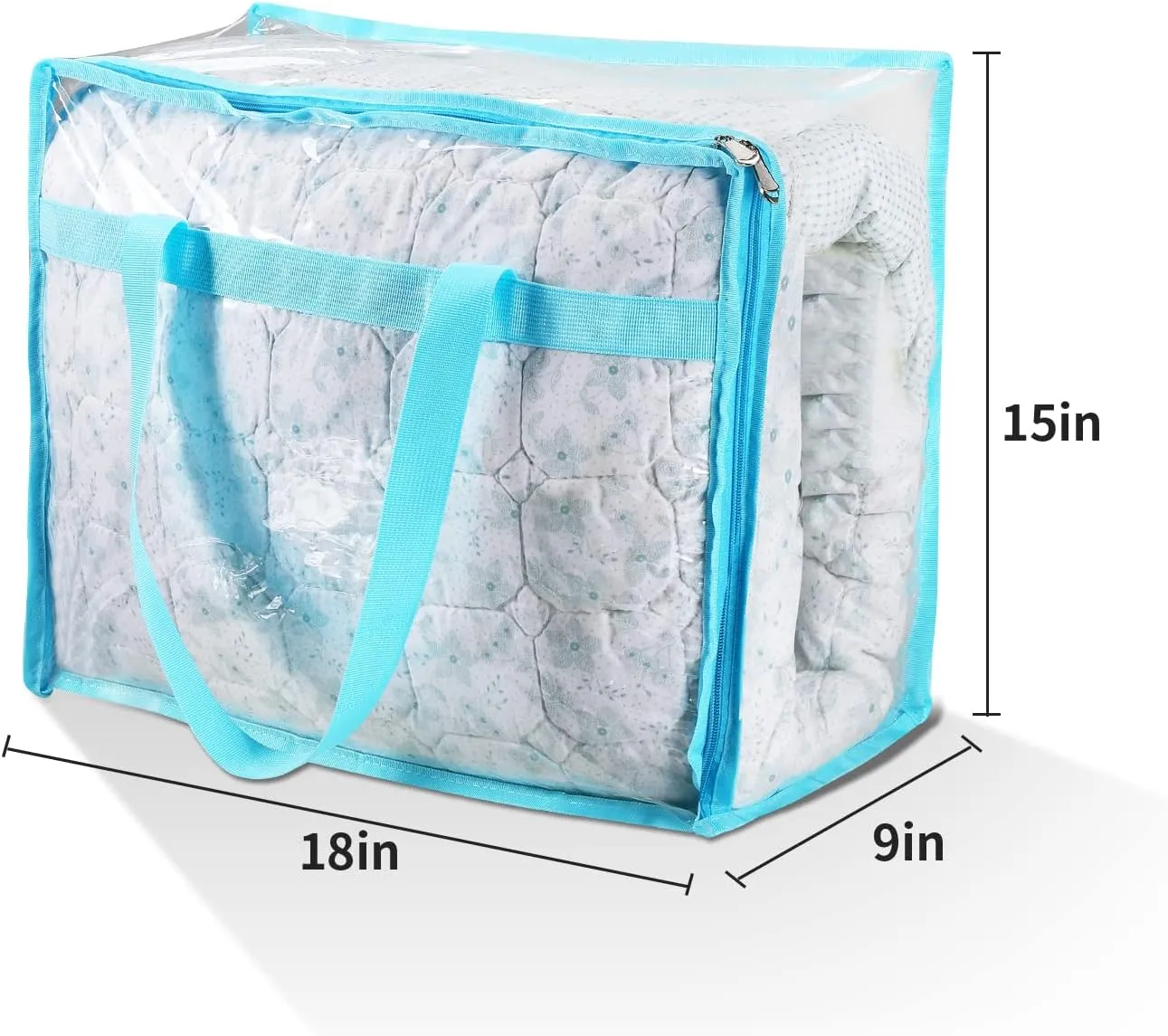 Vinyl Storage Bags for Sheet, Thin Blanket, Sofa Pillow, Clothes (Blue)