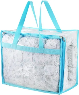Vinyl Storage Bags for Sheet, Thin Blanket, Sofa Pillow, Clothes (Blue)