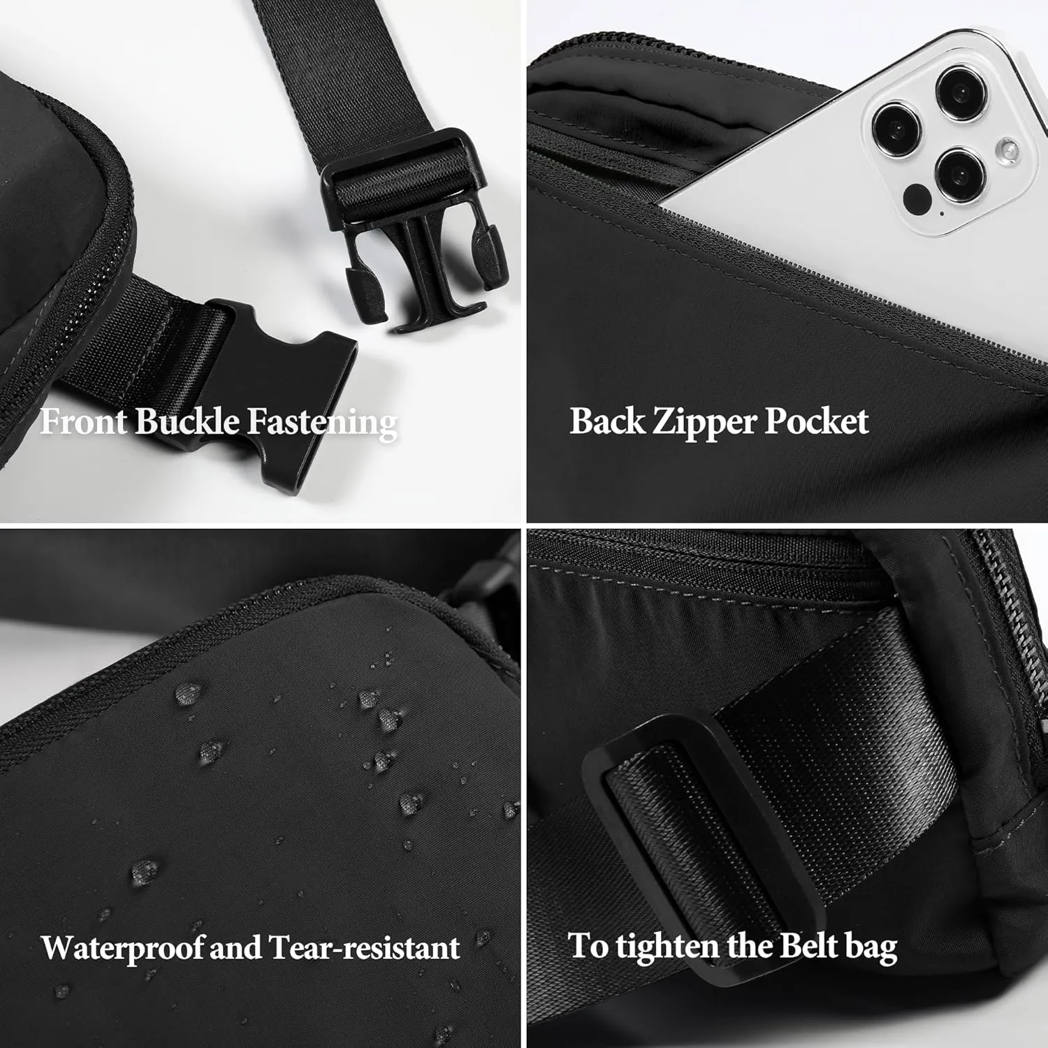 vividreams Everywhere Belt Bag, Mini Fanny Pack with Adjustable Strap for Workout Running Travel Hiking, Black