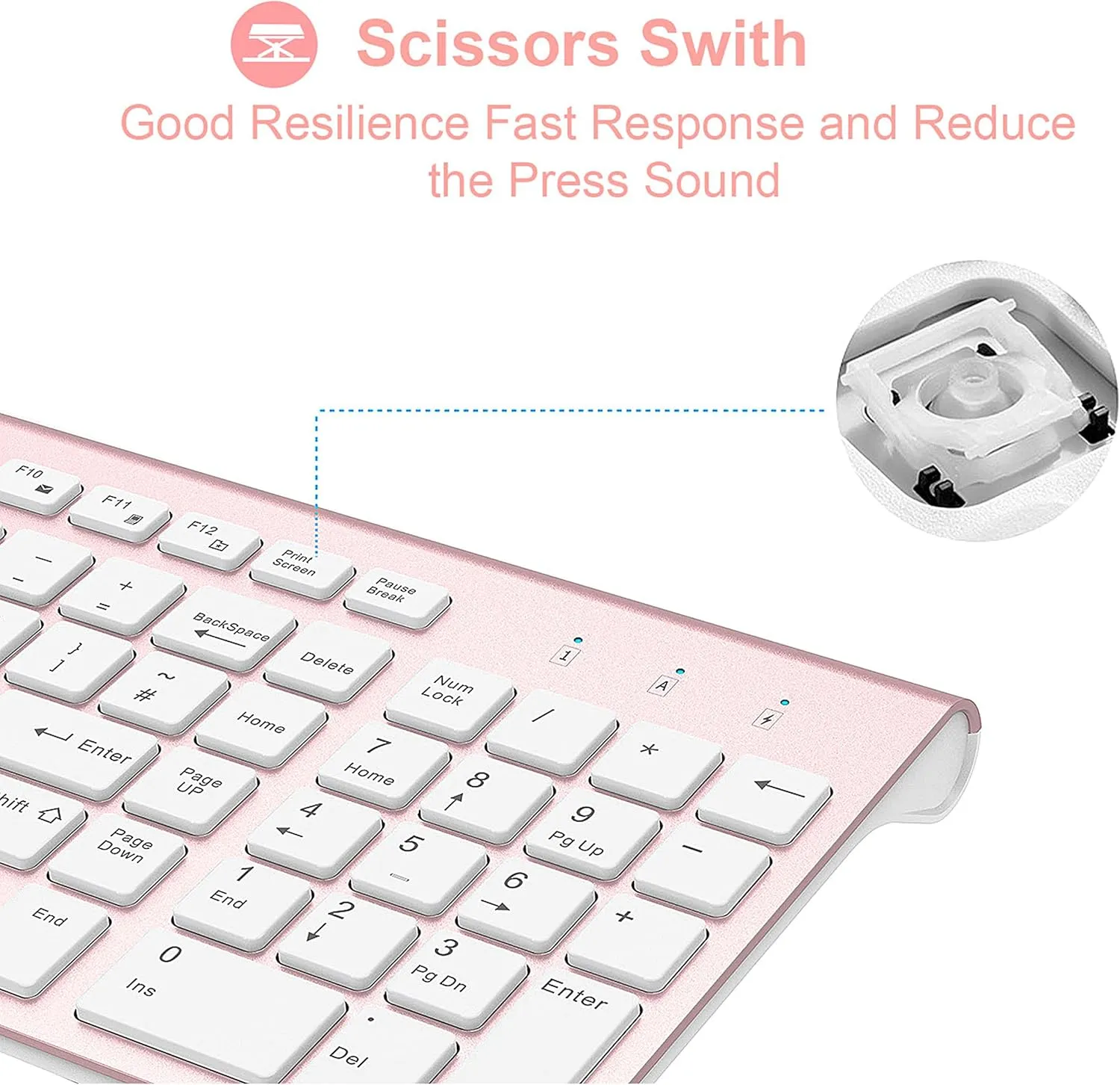 Wireless Keyboard Mouse, JOYACCES2.4G Compact and Ultra Slim Wireless Keyboard and Mouse for Windows, Computer, Desktop, PC, Laptop (Pink)