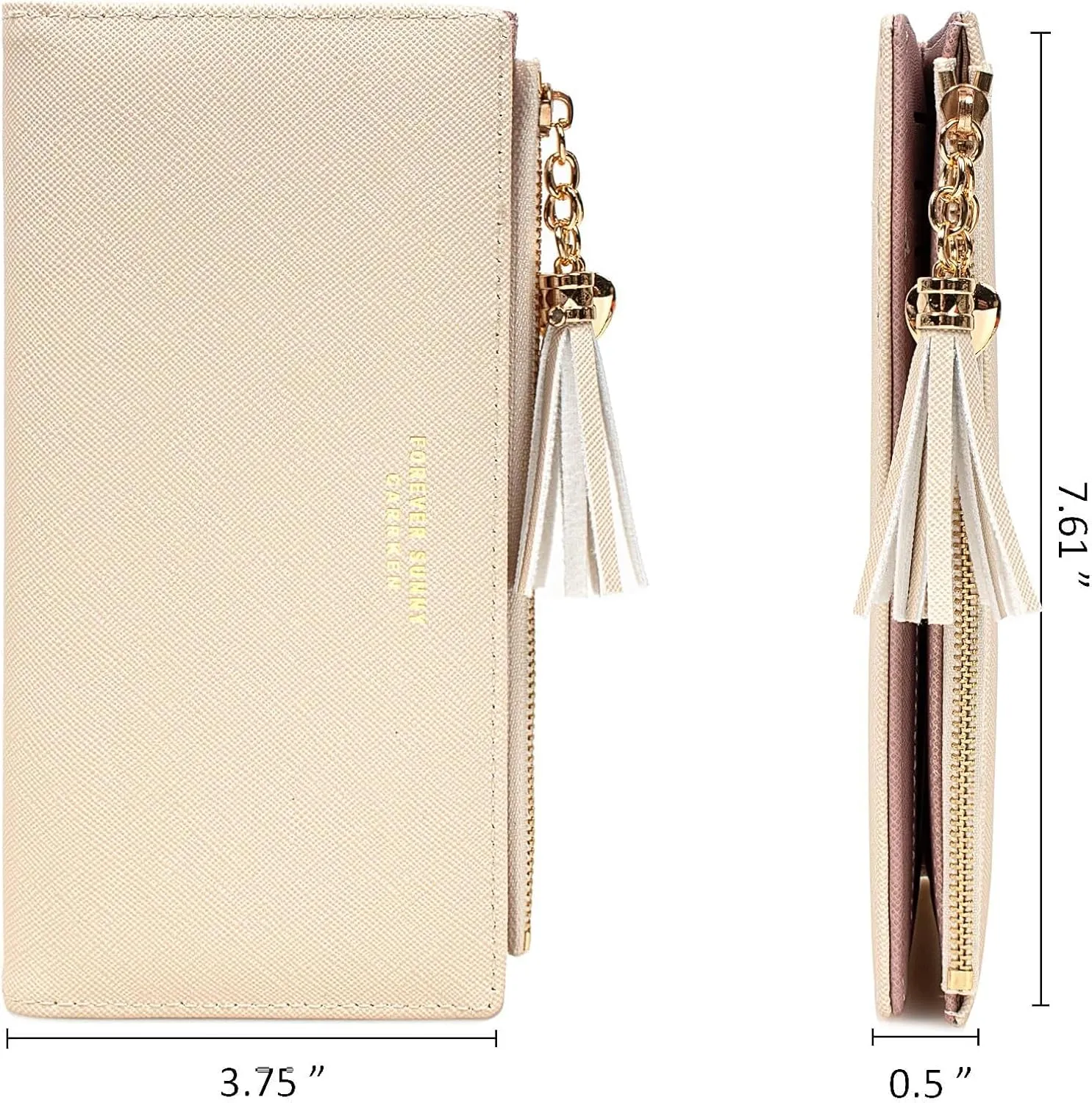 Womens Wallet Cute Elegant Long Slim Card Holder Case Minimalist Coin Purse Thin Tassels Zip Clutch Wallets for Girls Ladies