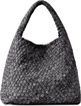 Woven Bag Purses and Handbags Woven Vegan Leather Tote Shoulder Top-Handle Bag With Purses for Women