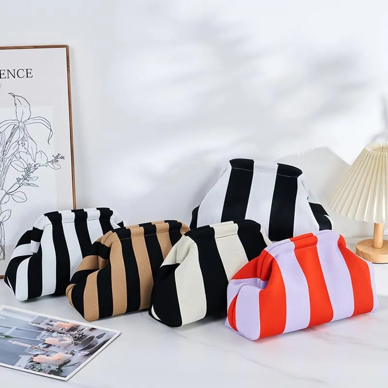 YYW Clutch Purses for Women,Woven Crochet Purse Colorblock Shoulder Bag Casual Knitted Handbag