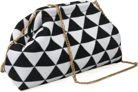 YYW Clutch Purses for Women,Woven Crochet Purse Colorblock Shoulder Bag Casual Knitted Handbag